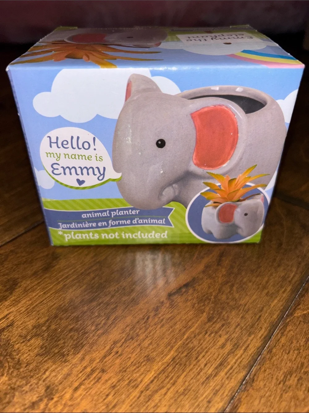 Emmy Ceramic Elephant Planter with Pink Ears nib